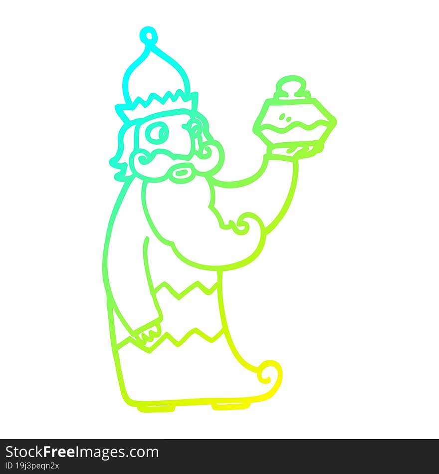 cold gradient line drawing one of the three wise men cartoon