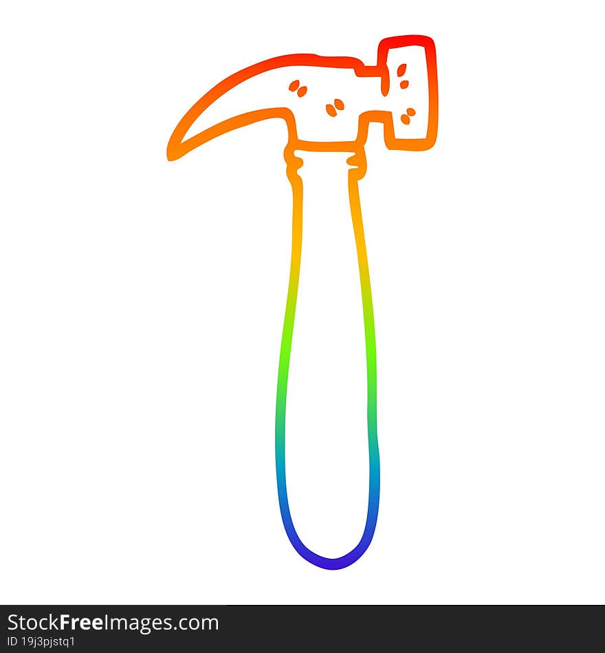 rainbow gradient line drawing cartoon hammer