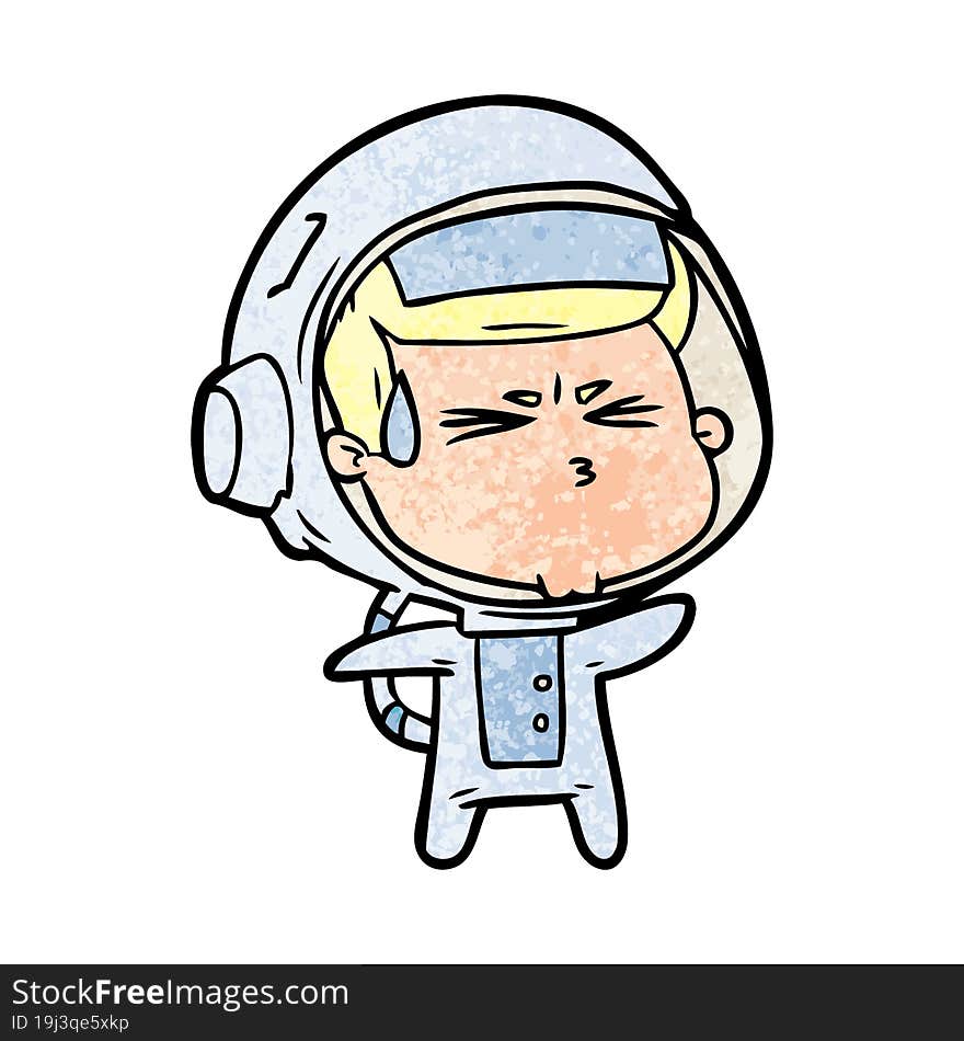 cartoon stressed astronaut. cartoon stressed astronaut