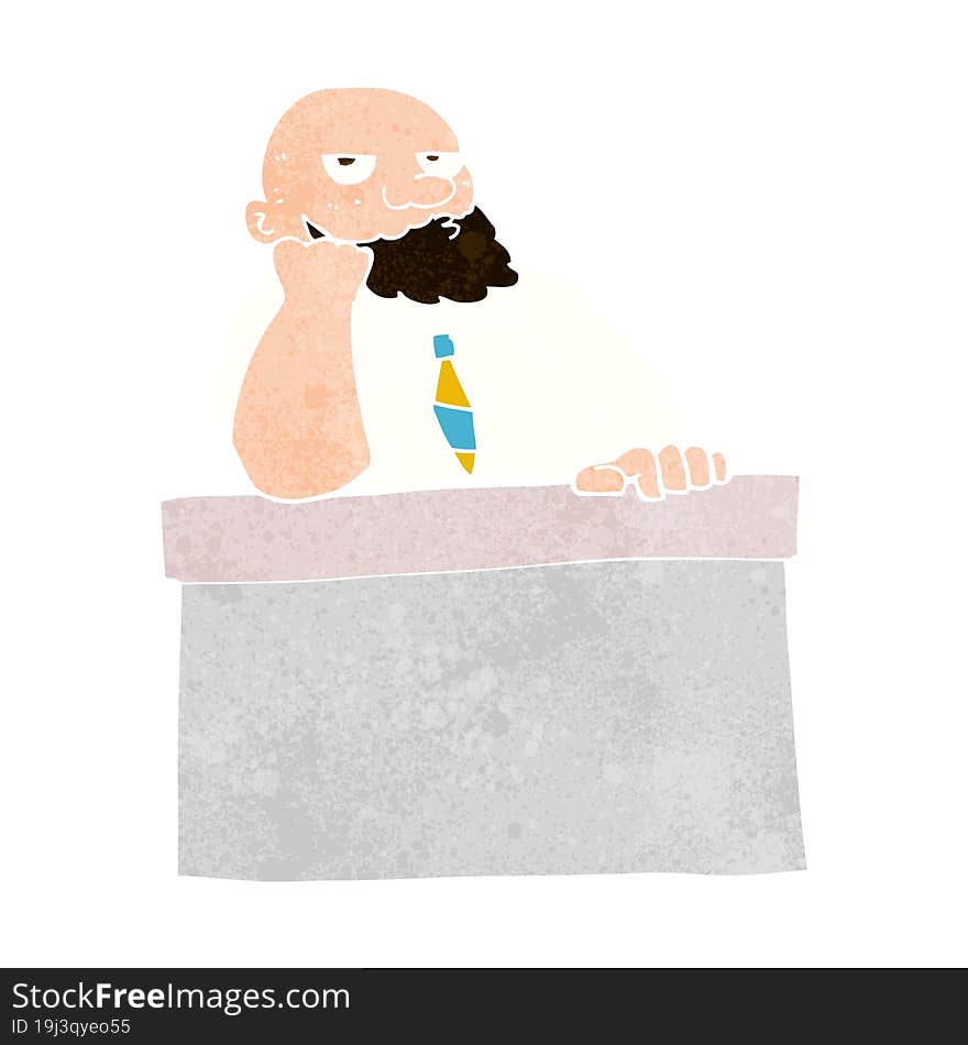 cartoon bored man at desk