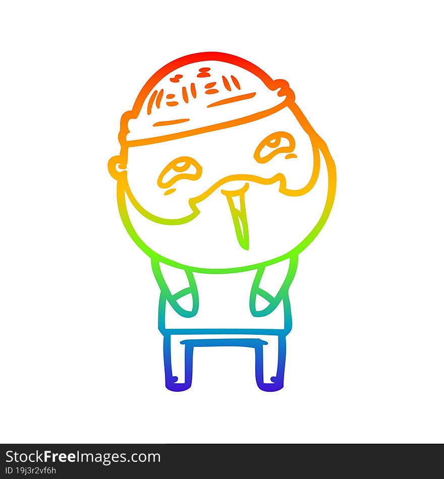 rainbow gradient line drawing cartoon happy bearded man