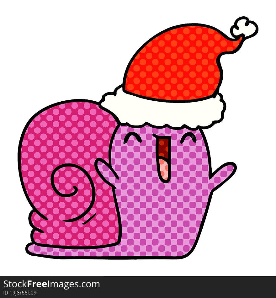 christmas cartoon of kawaii snail