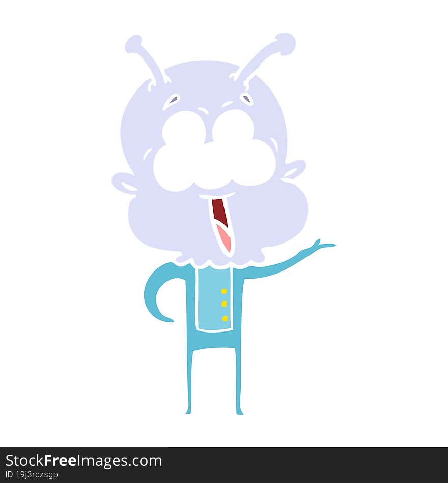 happy flat color style cartoon alien greeting