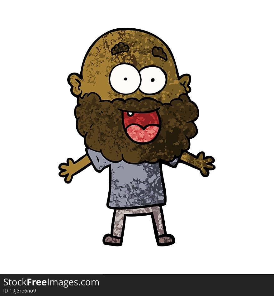 cartoon crazy happy man with beard. cartoon crazy happy man with beard