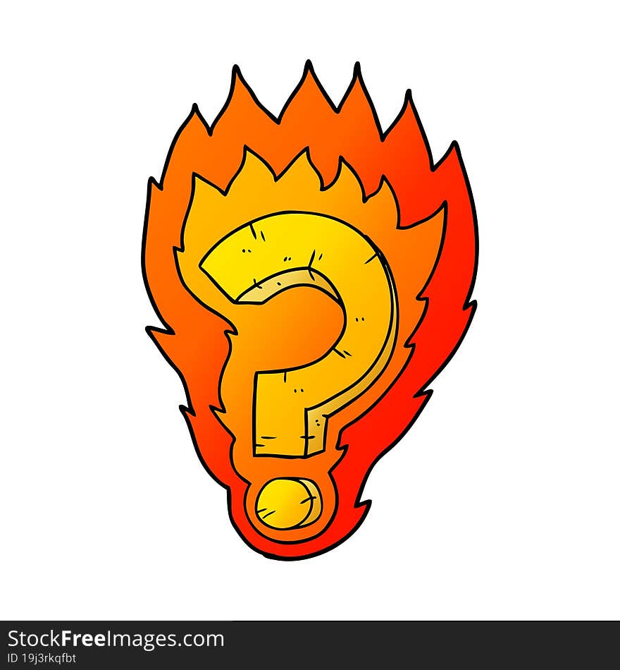 cartoon flaming question mark. cartoon flaming question mark