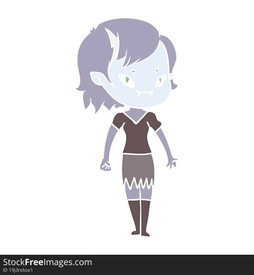 flat color style cartoon friendly vampire girl