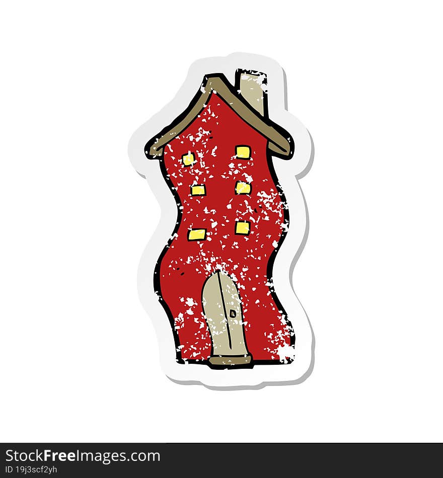 retro distressed sticker of a cartoon house