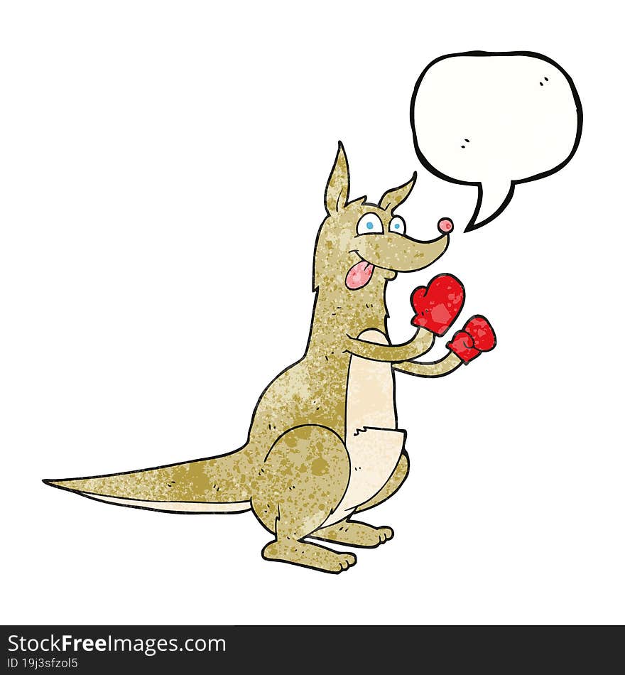 speech bubble textured cartoon boxing kangaroo