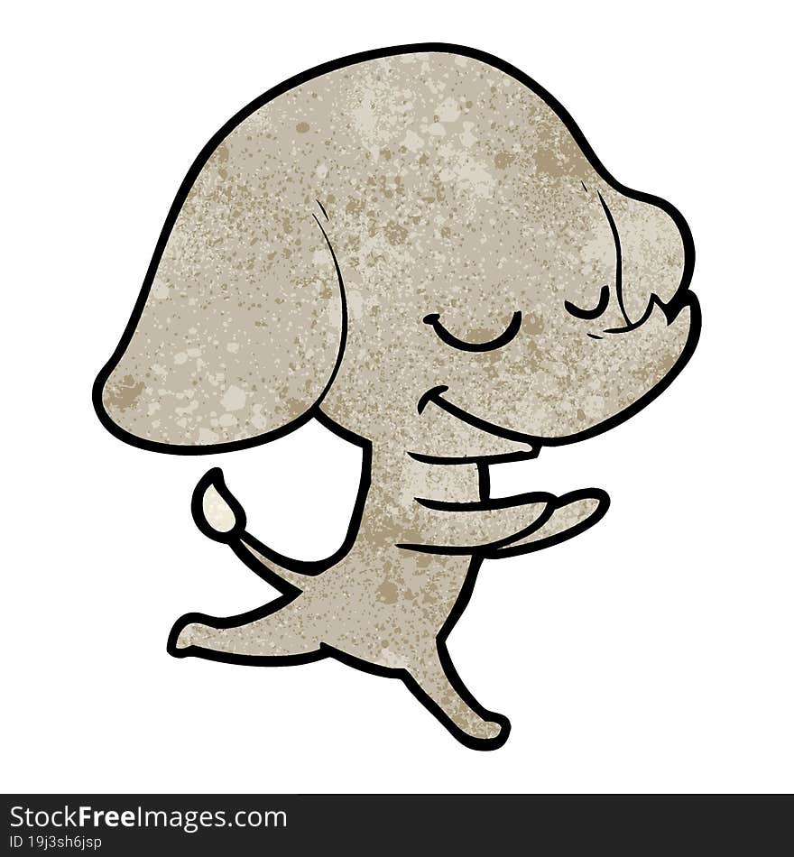 cartoon smiling elephant running. cartoon smiling elephant running