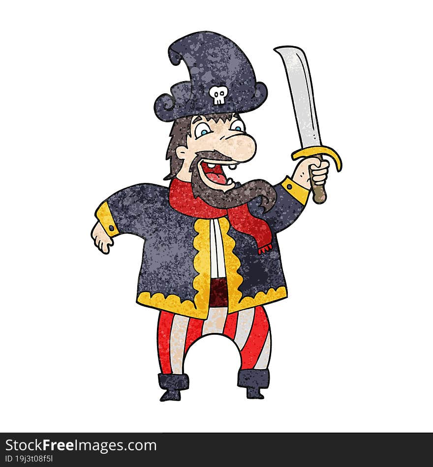 Textured Cartoon Laughing Pirate Captain