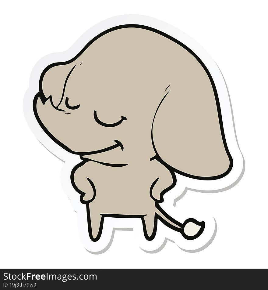 sticker of a cartoon smiling elephant