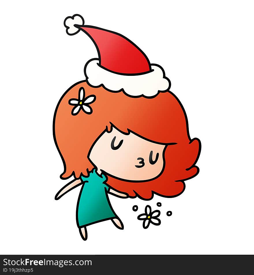 Christmas Gradient Cartoon Of Kawaii Girl