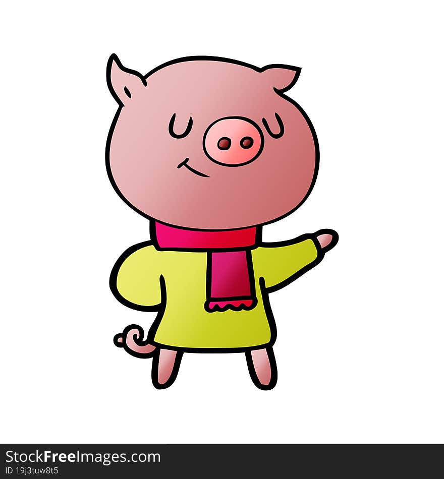 happy cartoon pig. happy cartoon pig