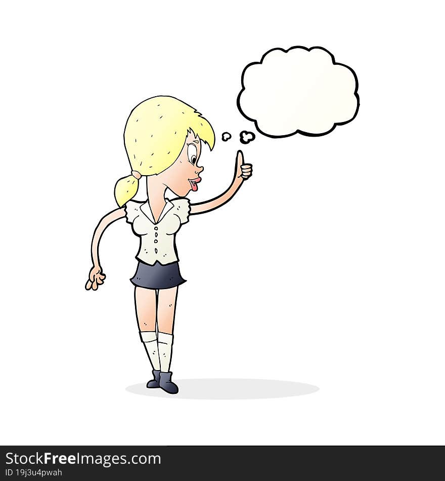 cartoon girl with idea with thought bubble