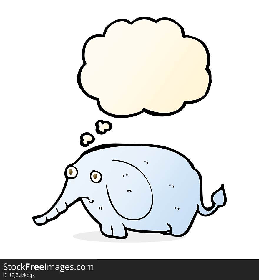 cartoon sad little elephant with thought bubble