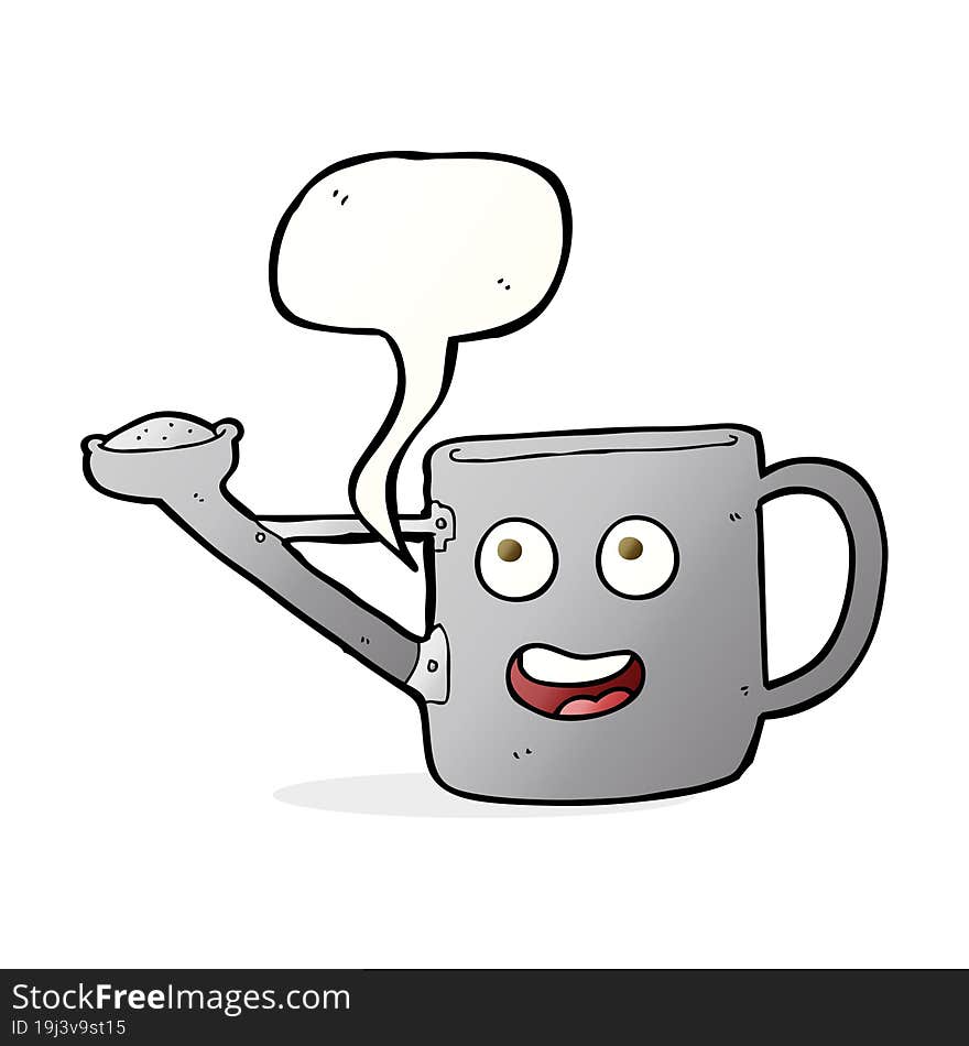 watering can cartoon with speech bubble