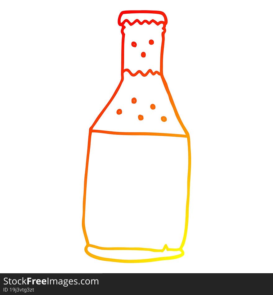 warm gradient line drawing cartoon beer bottle