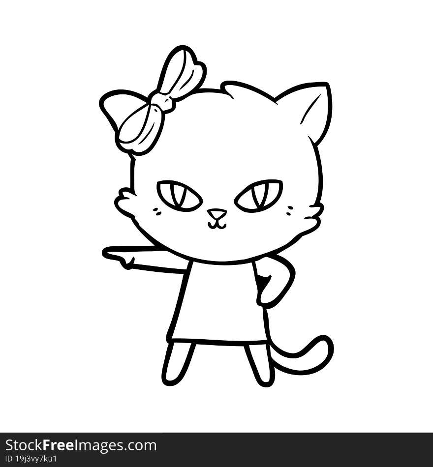 cute cartoon cat wearing dress. cute cartoon cat wearing dress