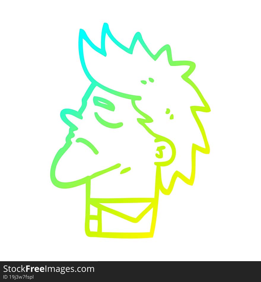 Cold Gradient Line Drawing Cartoon Arrogant Man