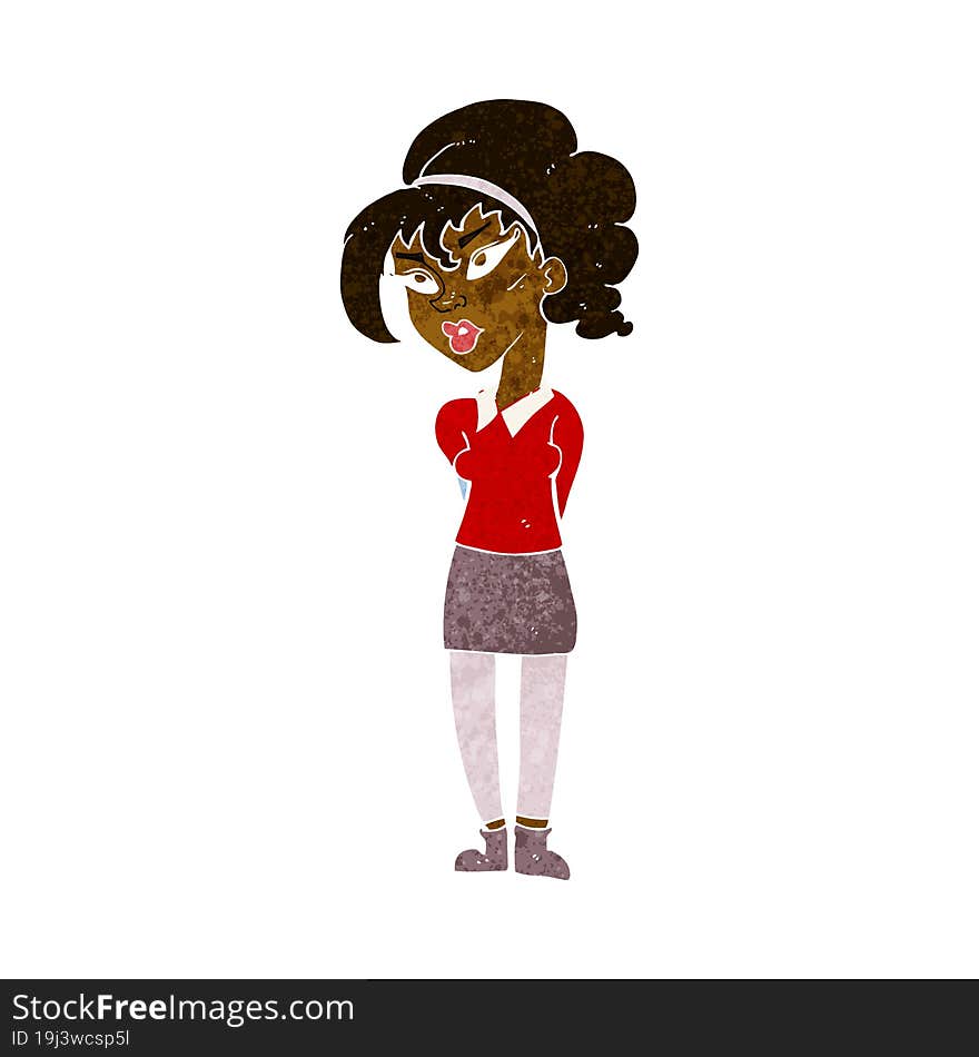 cartoon pretty girl tilting head