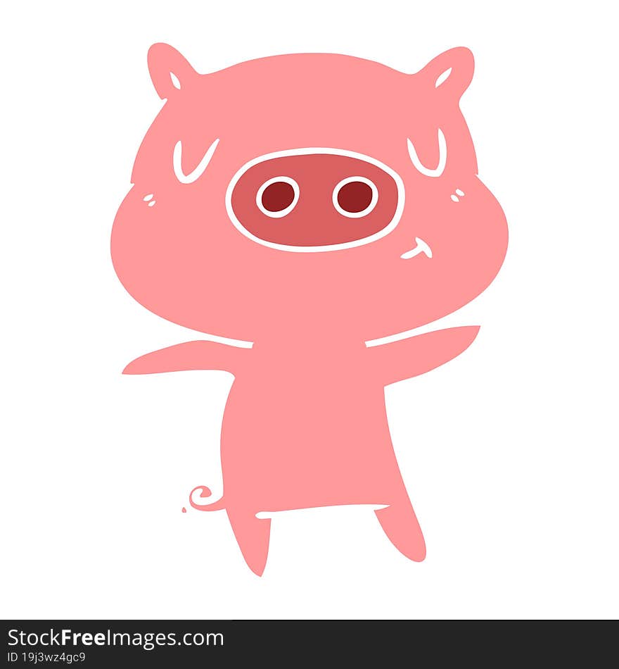 flat color style cartoon content pig