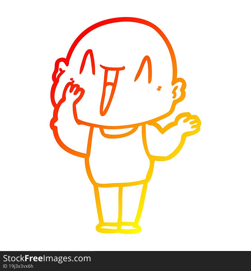 warm gradient line drawing happy cartoon bald man