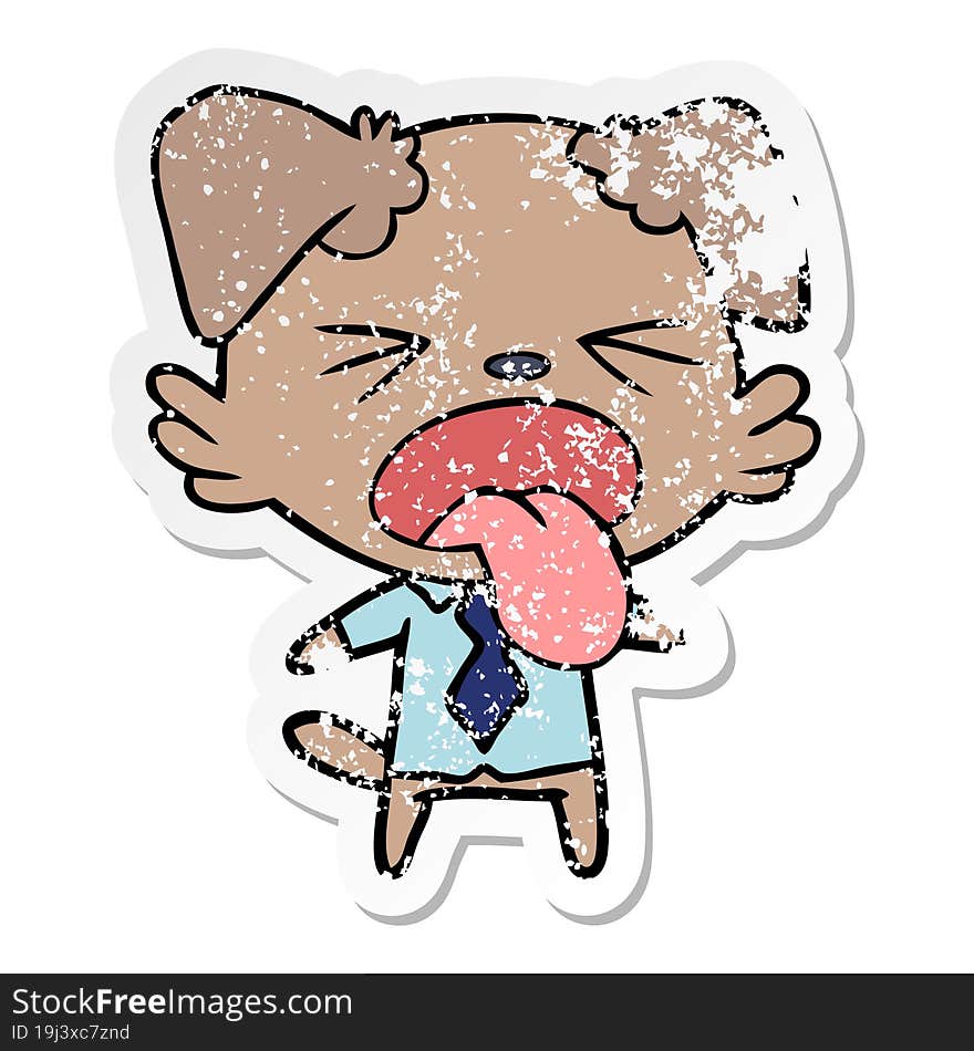 Distressed Sticker Of A Cartoon Disgusted Dog