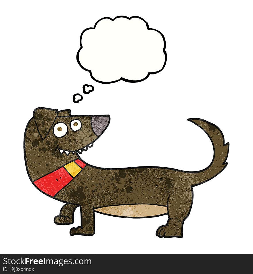 freehand drawn thought bubble textured cartoon dog