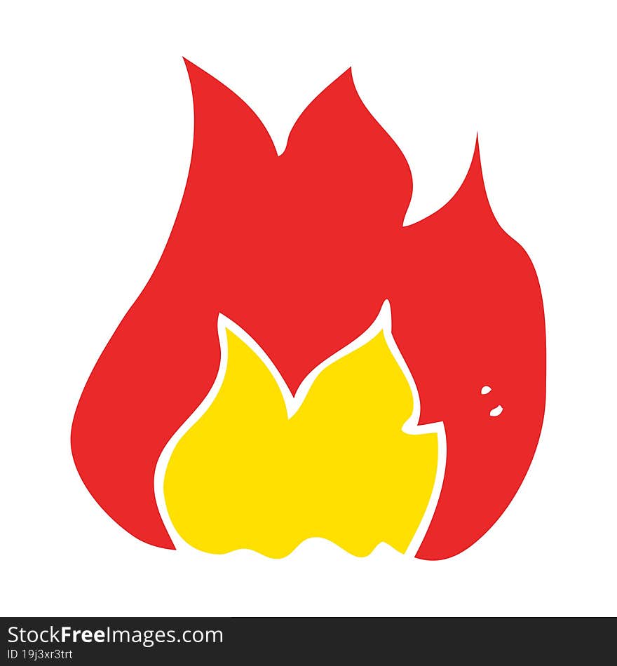 Flat Color Illustration Of A Cartoon Fire Symbol