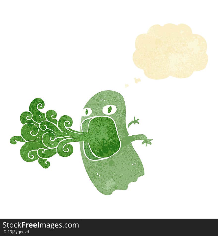 Funny Cartoon Ghost With Thought Bubble