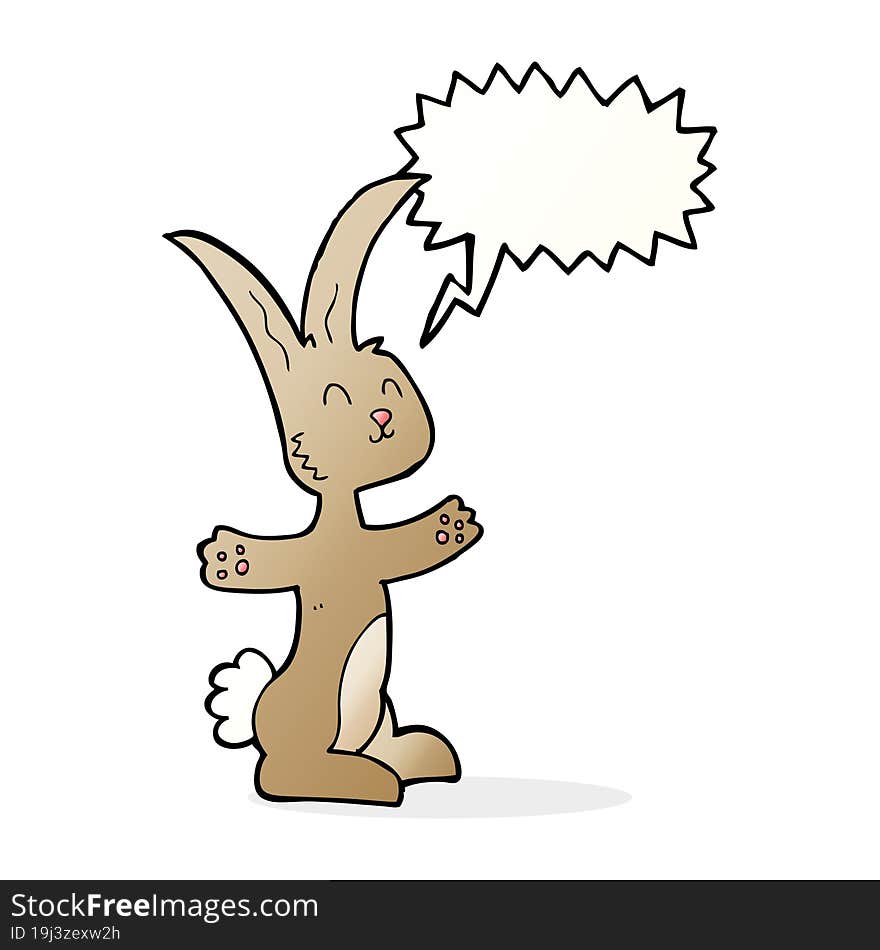 cartoon rabbit with speech bubble