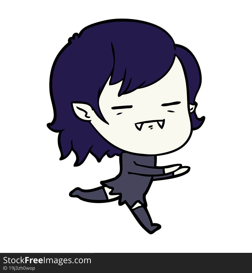 cartoon undead vampire girl running. cartoon undead vampire girl running