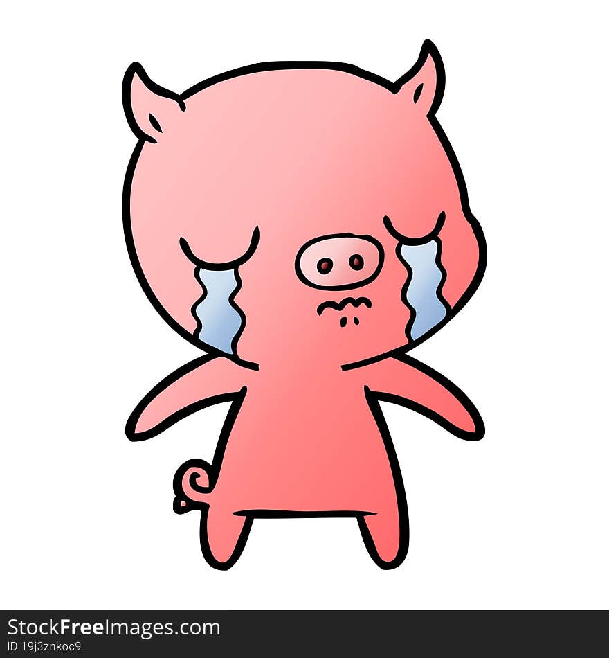 cartoon pig crying. cartoon pig crying