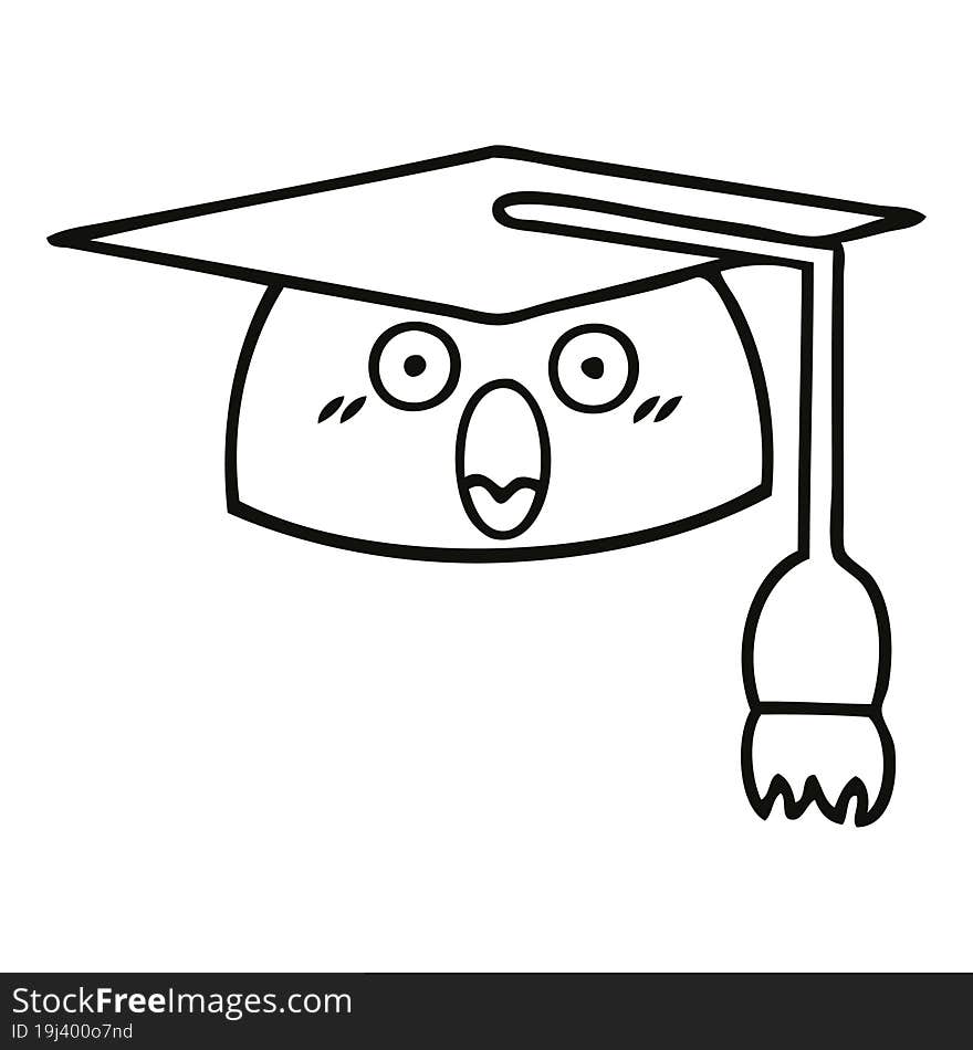 Line Drawing Cartoon Graduation Hat