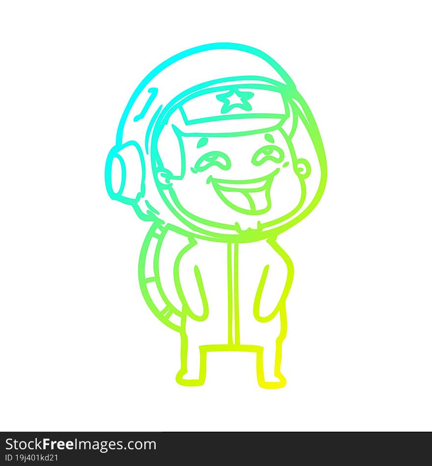 cold gradient line drawing cartoon laughing astronaut