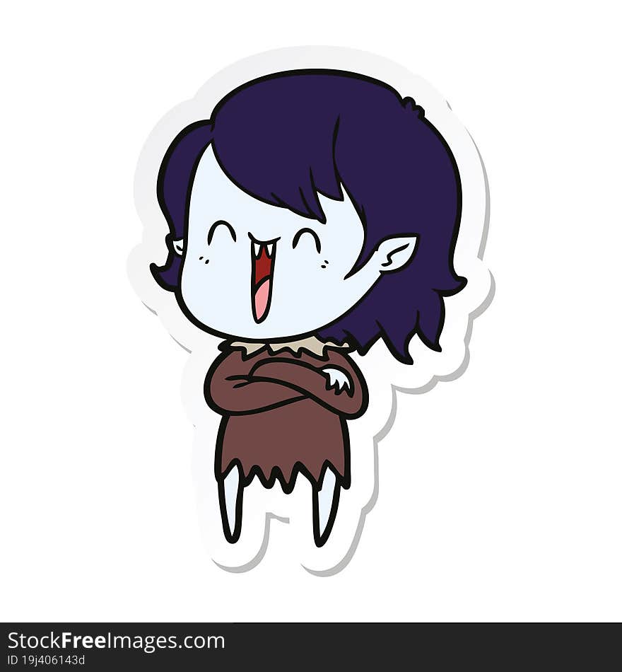 sticker of a cute cartoon happy vampire girl