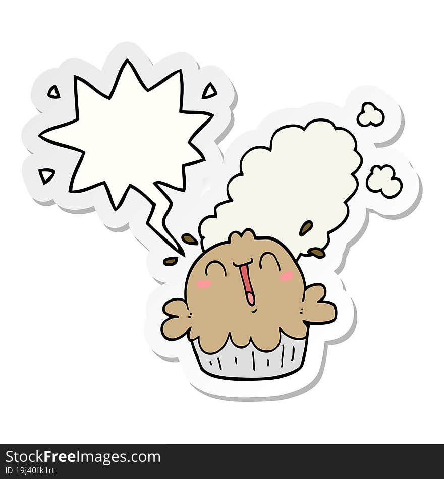 cute cartoon pie and speech bubble sticker