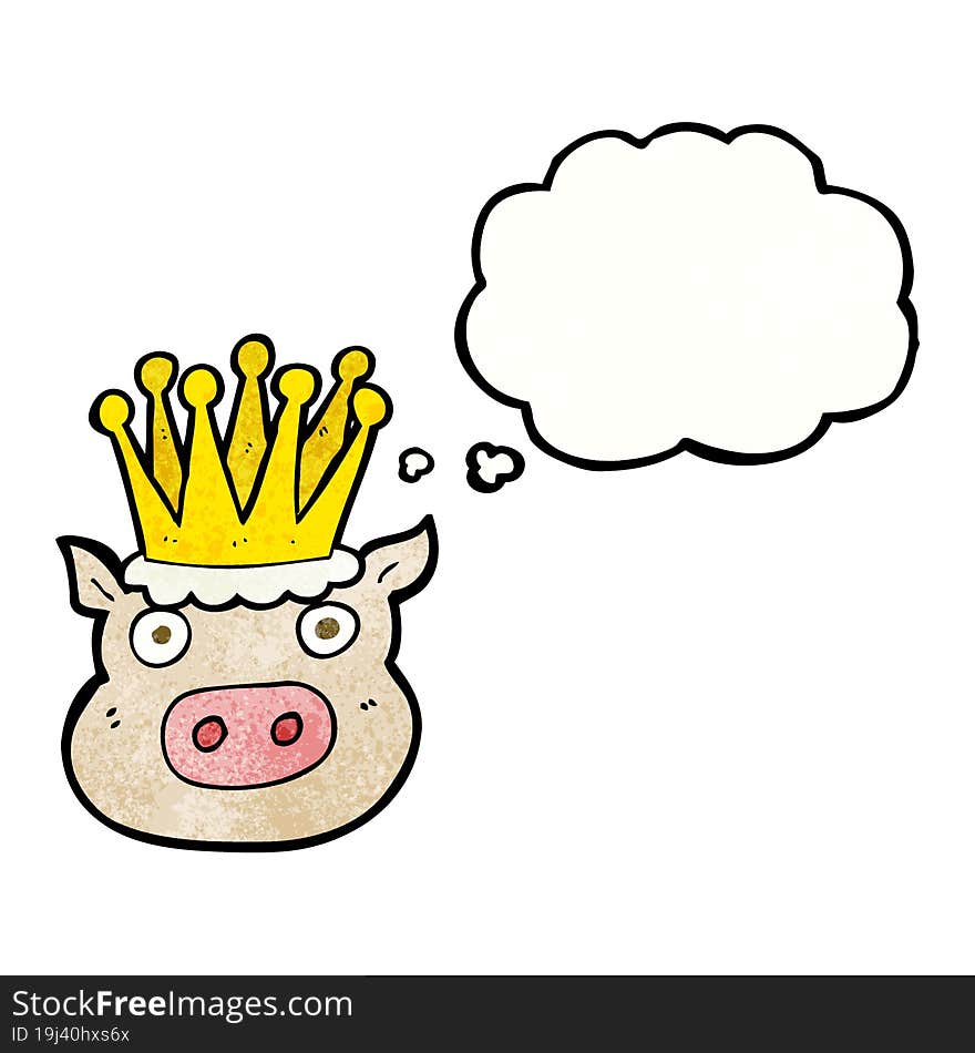 thought bubble textured cartoon crowned pig