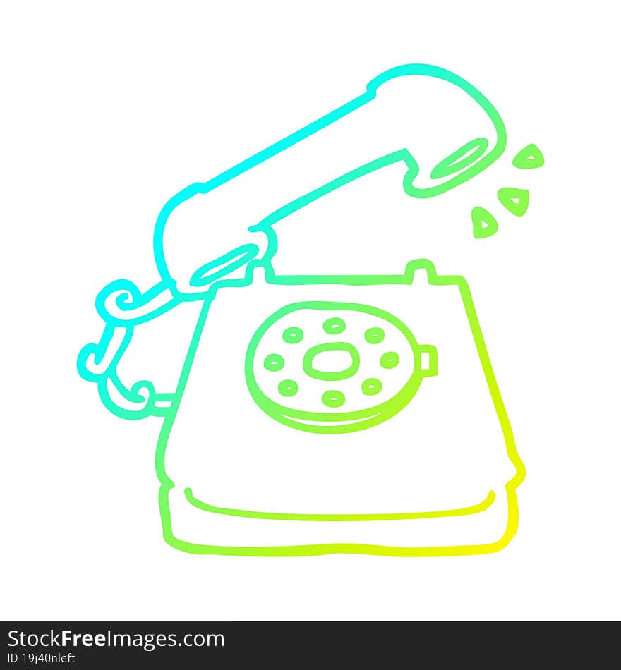 cold gradient line drawing cartoon old telephone