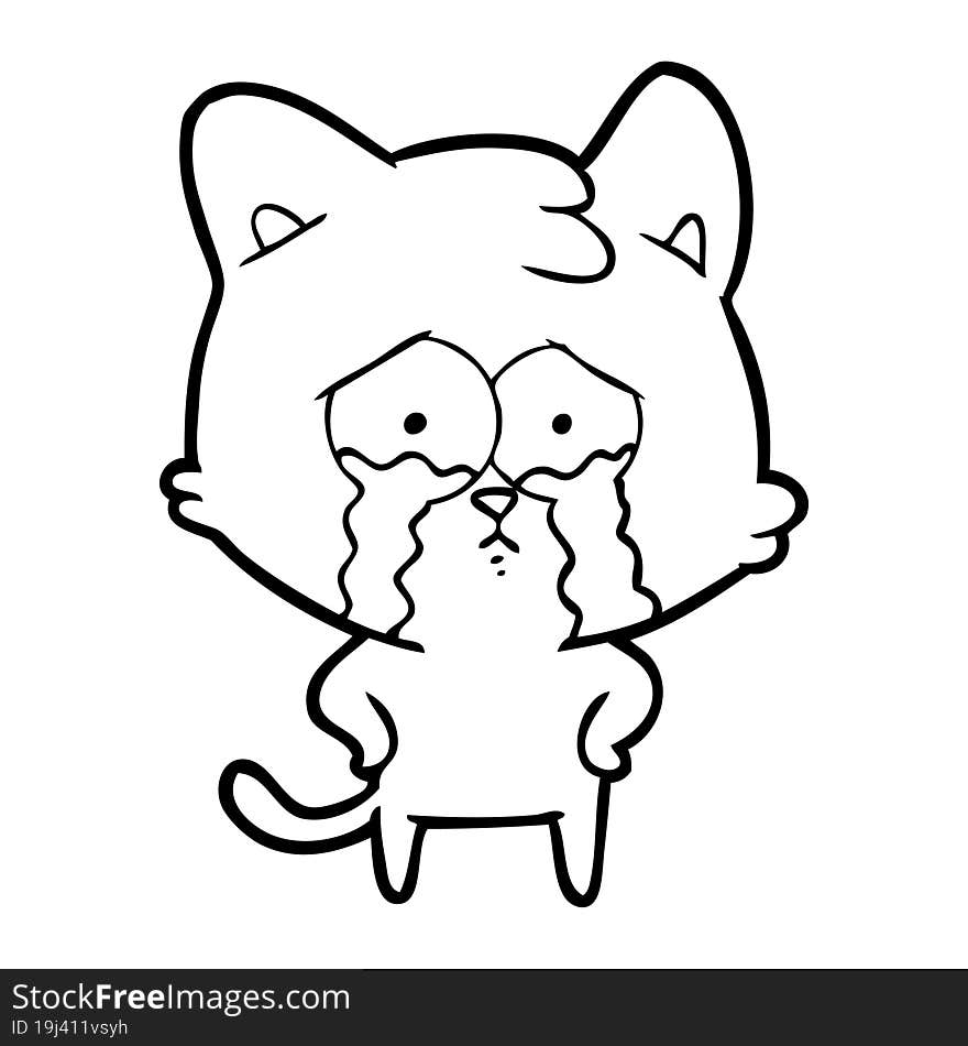 cartoon crying cat. cartoon crying cat