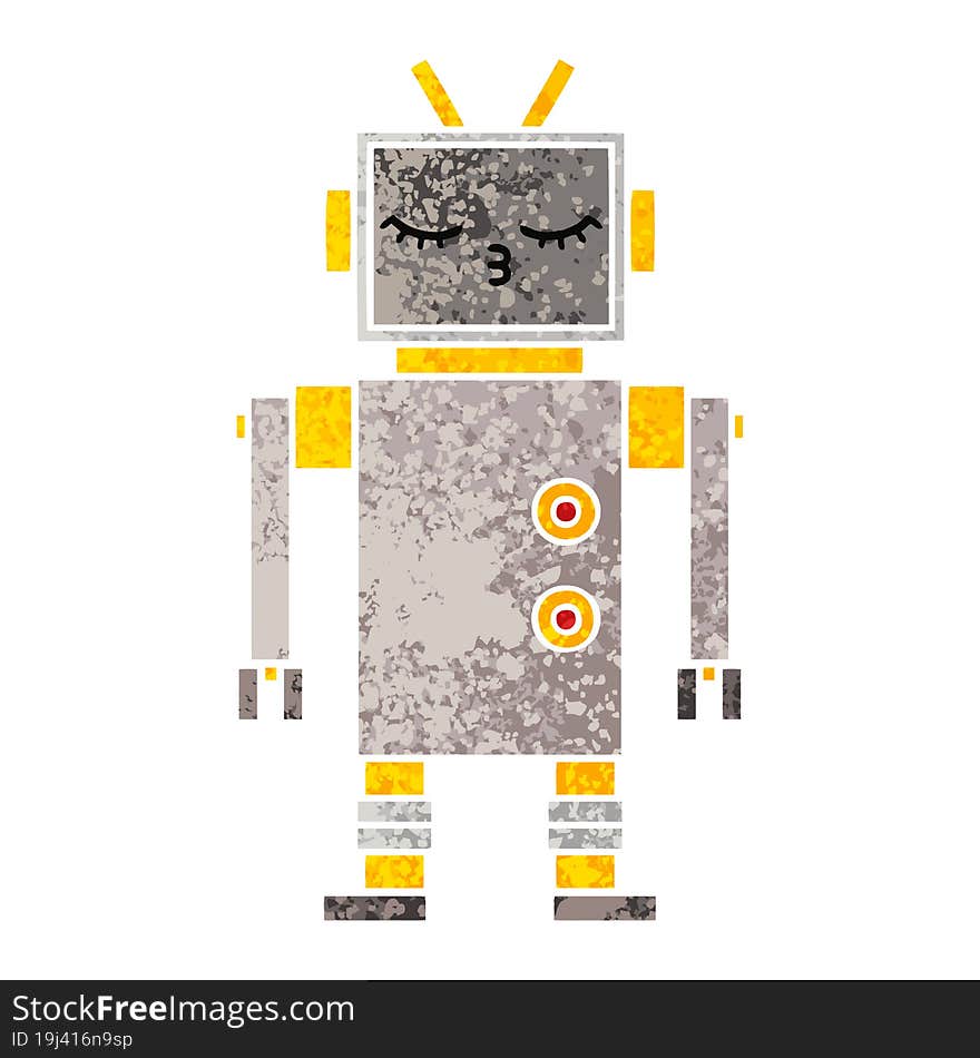 Retro Illustration Style Cartoon Robot