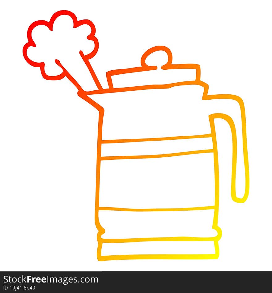 warm gradient line drawing cartoon kettle