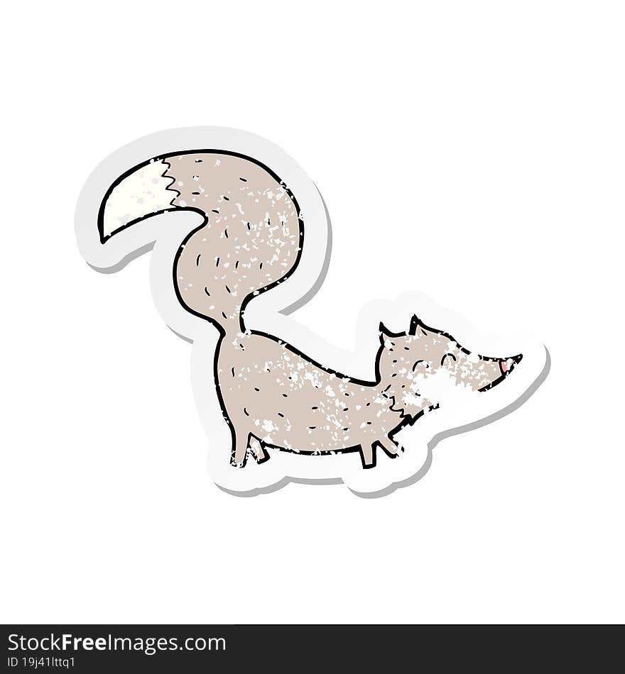 retro distressed sticker of a cartoon little wolf