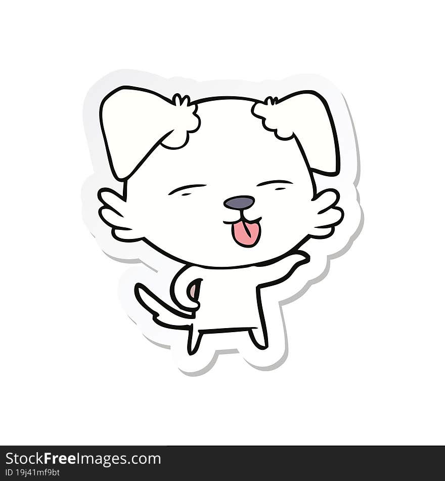 sticker of a cartoon dog sticking out tongue