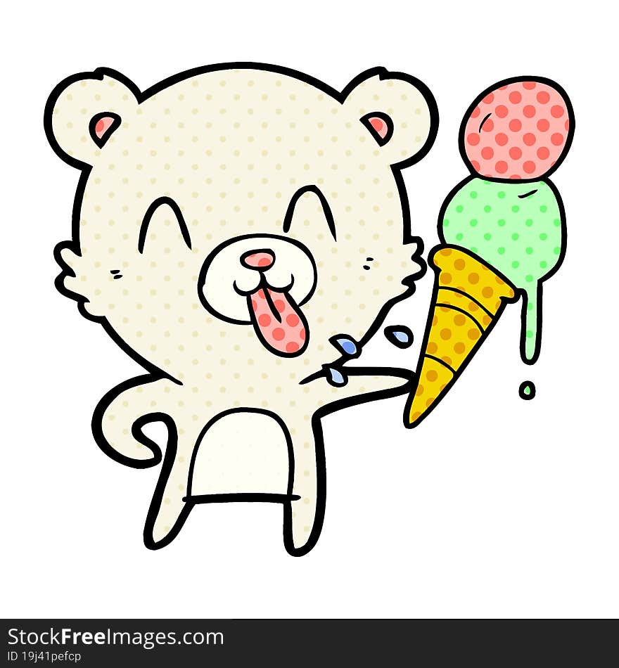 cartoon bear with ice cream. cartoon bear with ice cream