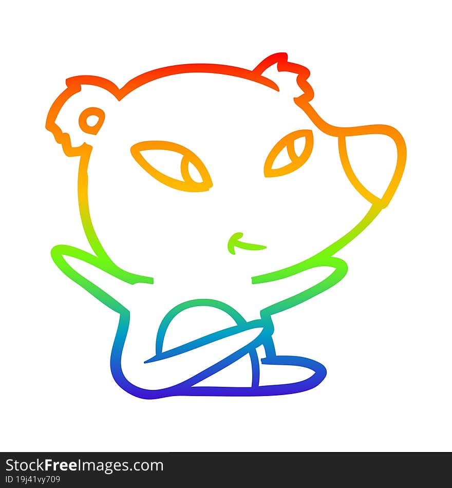 rainbow gradient line drawing cute cartoon bear