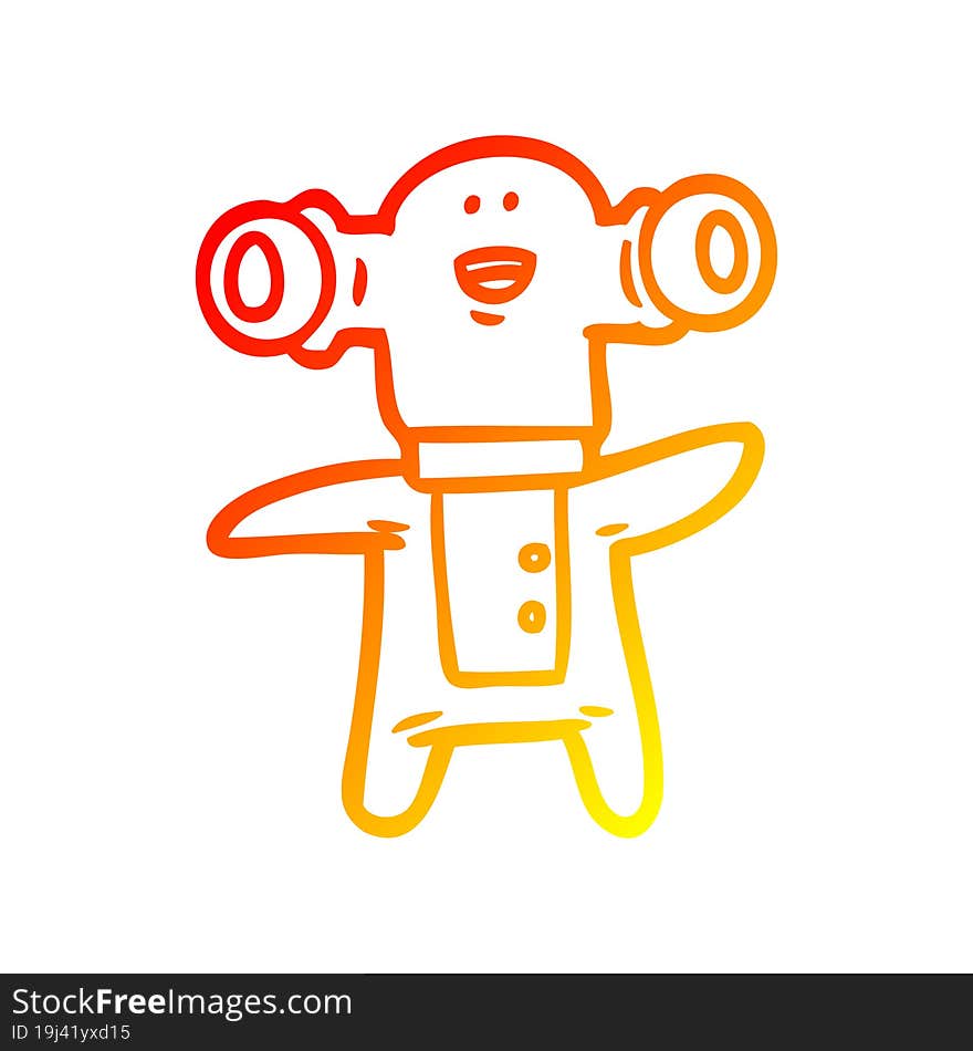 warm gradient line drawing friendly cartoon alien