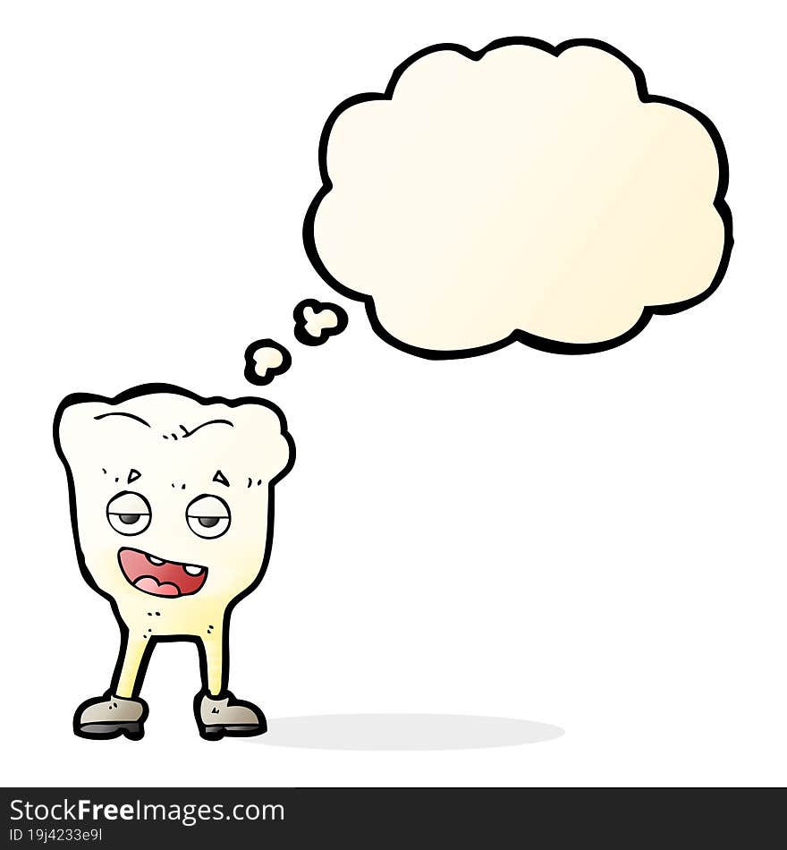 Cartoon Tooth Looking Smug With Thought Bubble