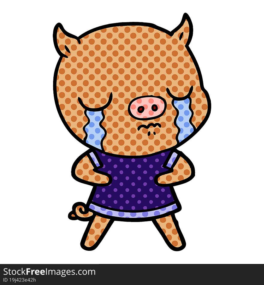 cartoon pig crying. cartoon pig crying