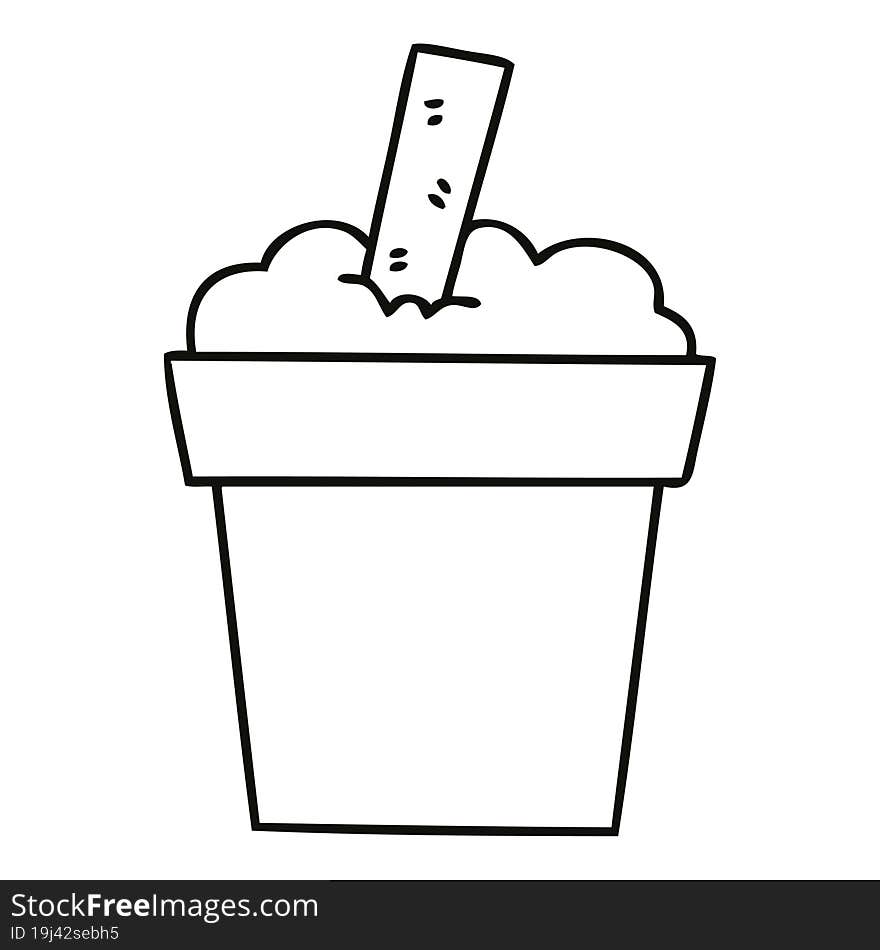 quirky line drawing cartoon ice cream pot